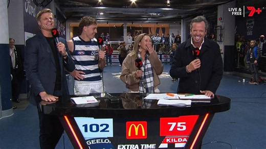 Jay Polkinghorne makes emotional AFL debut for Geelong