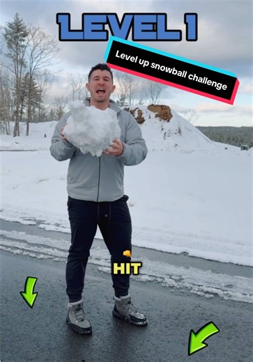 Seeing if I have the athletic ability to make it to the final level in this intense snowball throwing challenge.. AND beat it! #skills #snow #sports