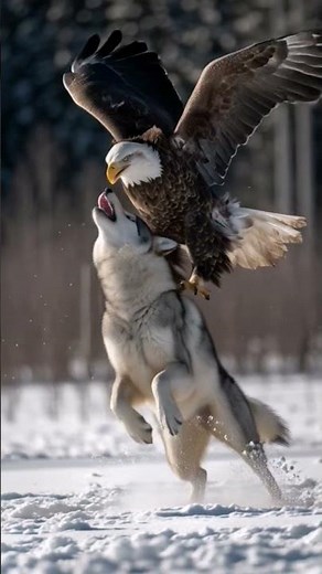 Golden Eagle Attack on Wolf #eagleattack #birds #nature