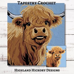 Highland Cow Graph 2 (SC) Crochet Pattern Single Crochet Graphgan   Written Instructions, Scottish Cow Blanket, Cow Afghan, Tapestry Throw - Etsy