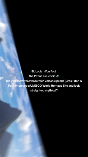St. Lucia - Fun Fact 🤩 The Pitons are iconic ⛰️ Did you know that those twin volcanic peaks (Gros Piton & Petit Piton) are a UNESCO World Heritage Site and look straight-up mythical? ✨ #Pitons #Volcanoes #Peaks #Heritage #Myth