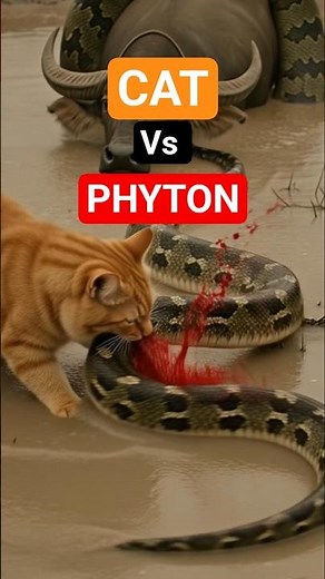 The Brave Cat vs Phyton. #short #viralvideo #cats