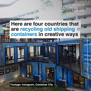 From Starbucks to student accommodation. 🔎 Learn more about reusing shipping containers: https://wef.ch/2RgKYpn | World Economic Forum
