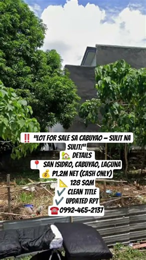 LOT FOR SALE!!! CALL OR TEXT 09924652137 #property #cabuyaolaguna #realestate #realestate