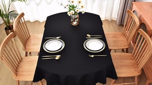 Oval Tablecloth 54 x 72 inch for 4-6 Seats Washable Dining Table Cloths Polyester Fabric White