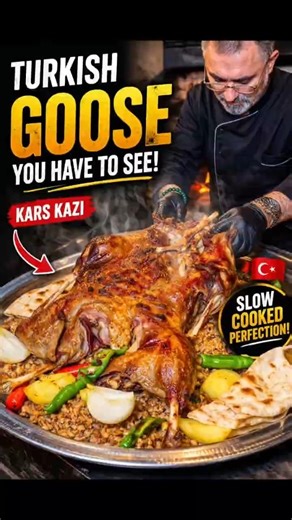 This Traditional Turkish Goose Will Shock You 🤯🇹🇷 (Kars Kazı) #turkishfood #turkishstreetfood #food