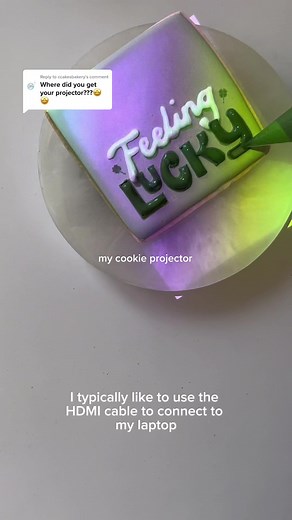 Replying to @ccakesbakery my latest cookie artist obsession: Kodak’s Pocket Projector #Kodakpluspartner @kodakplus #cookieartist #cookiedecorating #cookieprojector #miniprojector