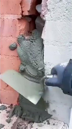 the process of filling a section of a wall that has not been filled#creative