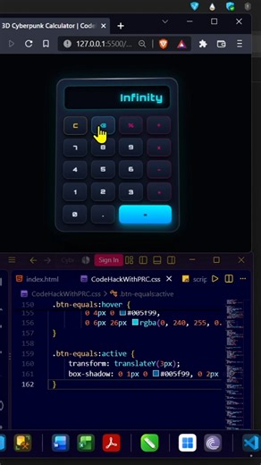 Modern 3D Calculator 🤯🔥 | HTML CSS JavaScript #Shorts