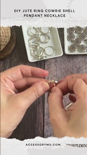 DIY Jute Ring Shell Pendant Necklace