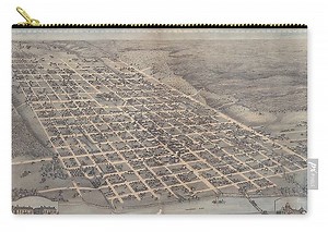 Antique Maps - Old Cartographic maps - Antique Birds Eye View Map Of The City Of Austin, Texas, 1873 Zip Pouch by Studio Grafiikka