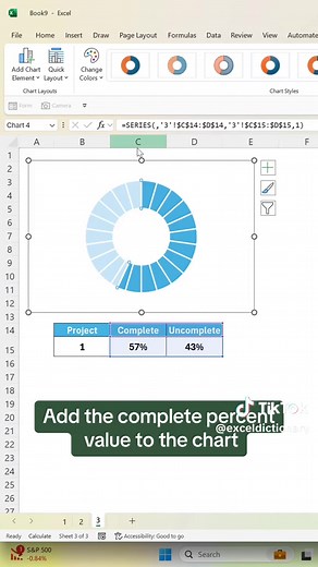How to create a fancy donut chart in Excel. 🍩 #excel #exceltips #charts #spreadsheets #corporate