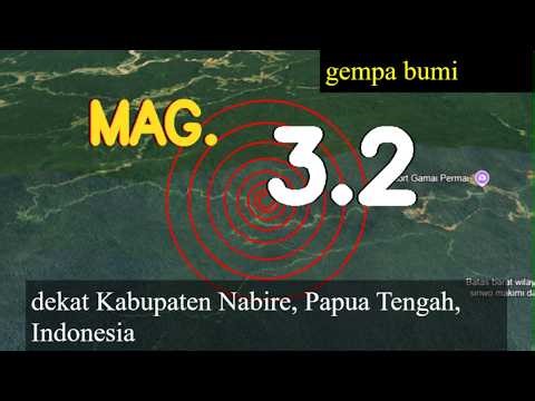 Gempa bumi kecil berkekuatan 3,2 terjadi di dekat Kabupaten Nabire, Papua Tengah, Indonesia hari in