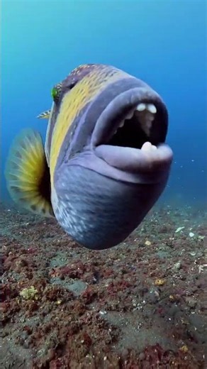 Triggerfish up close — See those teeth! #underwater #fishing