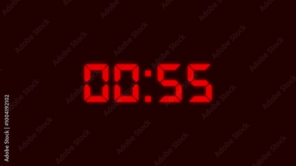 60 Seconds countdown, Day hour minute and second countdown timer, Countdown 4k with glowing red color.