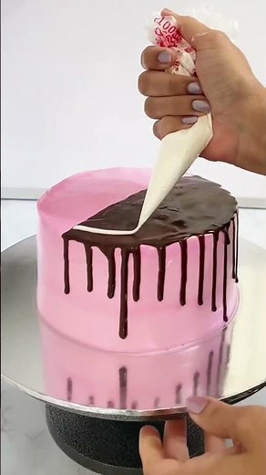Chocolate dripping Cake 🎂 Decorating Tutorial how to drip #cake #chocolate #shorts #viral #trending