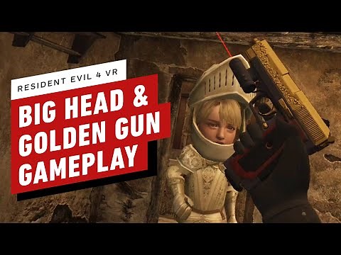 Resident Evil 4 VR - 10 Minutes of Big Head And Golden Gun Mode Gameplay
