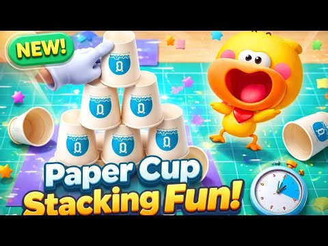 Paper Cup Fun Challenge with Duck 🐥Paper Cup Stacking Race for Kids 🥤🏆