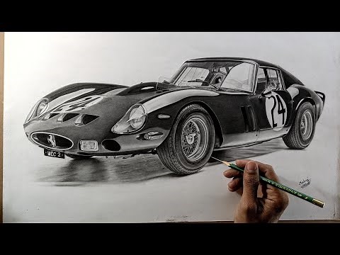 Pencil Drawing - A Ferrari Realistic car Drawing by akbar.