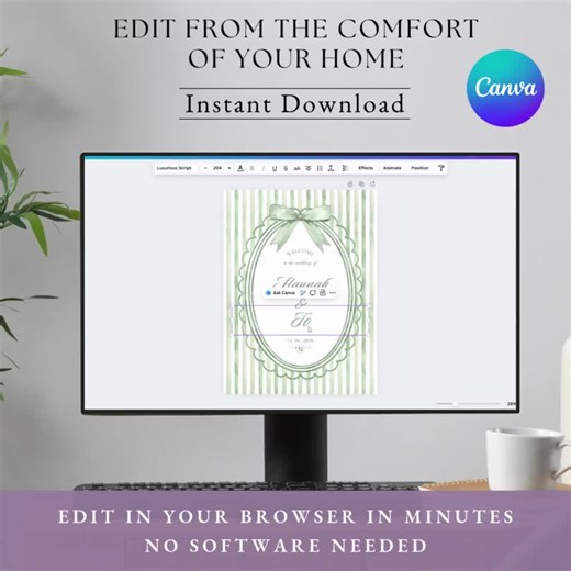 Sage Green Welcome Sign Template: Elegant Classic Wedding Sign With Luxurious Script, Watercolor Stripes, Canva Editable 24x36, 18x24, MIDGE - Etsy