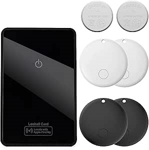 Wallet Tracker Card and 4 pcs Air Tags Works with Find My App Only Support iOS, Item Finders for Dog, Keys, Lugg