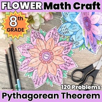 8th Grade Flower Math Spring Craft Pythagorean Theorem Worksheet Activities