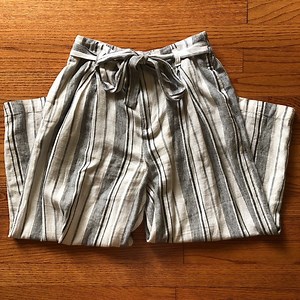GAP Black   White Striped Self-Tie Cropped Pants