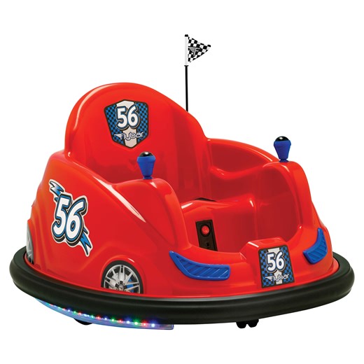 Open Box Flybar 6 Volts Bumper Car, Battery Powered Ride on, Fun LED Lights, Includes Charger, Ages 1.5 to 4 Years, Red