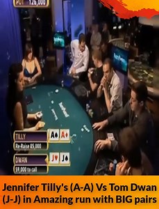 40K views · 248 reactions | Jennifer Tilly's (A-A) Vs Tom Dwan (J-J) in Amazing run with BIG pairs. | James Aspey | Facebook