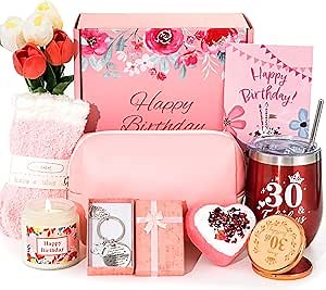 30th Birthday Gifts for Women,Turning 30 Year Old Unique Happy Birthday Gift Baskets for Her,Relaxation Spa Bath Tumbler Gift Set, Funny 30 Gifts Ideas Box for Best Friends Mom Wife Sister Coworker