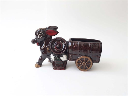 Vintage MCM Ceramic Donkey With Cart Hand-painted Planter Figurine From Japan Mid Century Floral Decoration Donkey Cart and Sleeping Mexican - Etsy