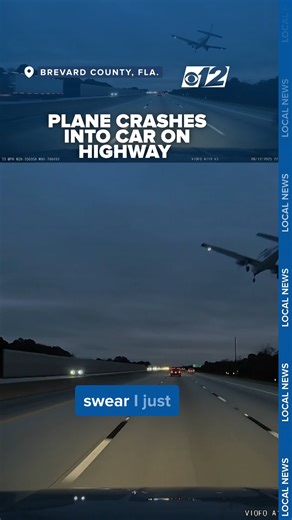 4.8K views · 18 reactions | DASHCAM CRASH | A plane crash-landed on a Florida highway, hitting a car in the process. The dashcam video is unbelievable. See it now: https://bit.ly/4iTdtH1 | CBS 12 News | Facebook