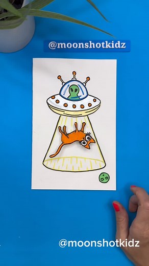 DIY electronics, stem and science activities for beginners on Instagram: "DIY “Alien abduction” interactive spinning card. Easy and fun paper circuit project for beginners. You will need: - Mini dc motor - Conductive copper tape - Coin cell battery 3V (CR2032) - Paper - Markers Warning: this project should be done under adult supervision. ©️ @Moonshotkidz – All rights reserved. Reproduction, distribution, or use of this video without permission is prohibited. For licensing inquiries, contact Moo