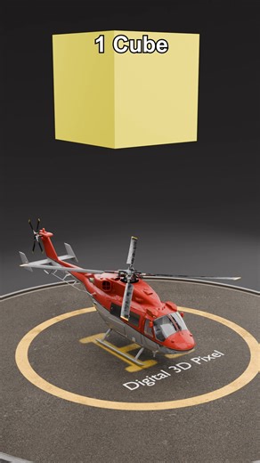 Digital 3D Pixel | Helicopter vs Falling Cubes| 3D Physics Simulation! Credits: Helicopter model : BlenderKit Helipad Model : https://skfb.ly/oPE9D . . . . .... | Instagram
