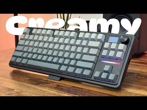 Creamy TKL With RGB & LCD Screen & Media Knob! - Redragon Antonium K743 Pro