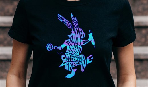 White Rabbit T-shirt - Jefferson Airplane Song - 1967 Album Surrealistic Pillow - Rock Music - Alice in Wonderland - Etsy
