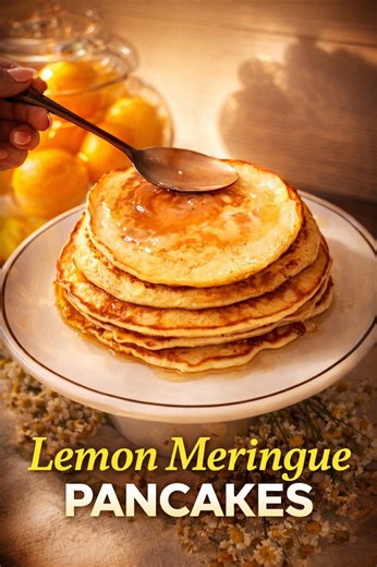 Lemon meringue pancakes made on the griddle