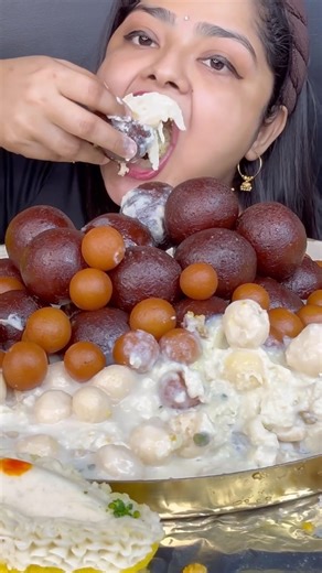 @maddyeats_official on Instagram: "Watch the full video link in bio #asmr #asmrcommunity #eating #maddy #maddyeats #dessert #indiandessert #mukbang #dessertmukbang"