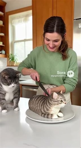 Cat Reacts to Cake That Looks Exactly Like Her 😹 #shorts #cat #cake