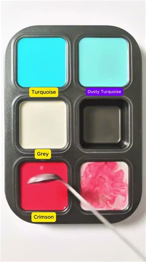 Guess the name of the last color: Turquoise + Grey + Crimson #asmr #mix #mixing #colors #satisfying