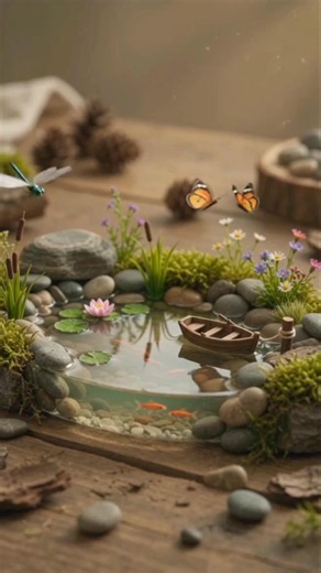 DIY Miniature Woodland Pond 🌿 Tiny Forest Lake with Wooden Boat | Satisfying Nature #Craft #art