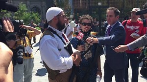 271K views · 1K reactions | Two men showed up outside the GOP convention, open-carrying weapons as “protest signs” against the “fascist policies of Donald Trump.” | VICE News | Facebook