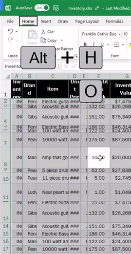 Auto resize Excel columns and rows Video Microsoft excel tutorial Excel shortcuts