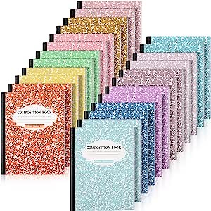 24 Pieces Colored Composition Notebook 9.75 x 7.5 Inch College Ruled Assorted Composition Books Marble 200 Pages 100 Sheets School Paper Notebook Cute Journal Notebook for School Work Supplies