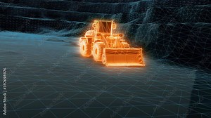 3d scanning of heavy construction machinery Bulldozer Loader 4k