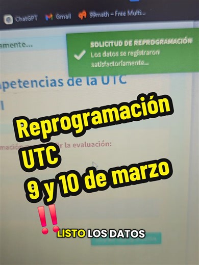 Reprogramación del examen en la UTC 2023