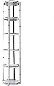 VEVOR Spiral Display 80" Round Spiral Tower Display Case,White Round Tower Shelves,with 2x15W LED Top Light and 20pcs Clear Panels for Sales Exhibition