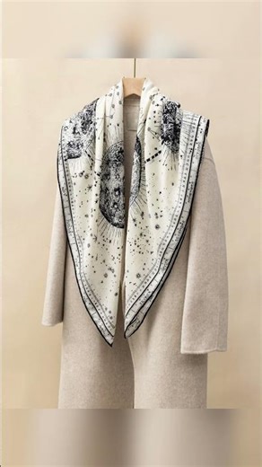Silk Wool Square Scarf - Cosmic Star Map Print
