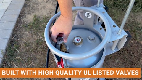 Flame King 30LB Empty Propane Tank with Wheels, Horizontal & Vertical LP Cylinder with Built-in Gauge for Fire Tables, Fire Pits, Patio Heaters, Barbeques, Lunch Trucks, Weed Torches & Truck Campers