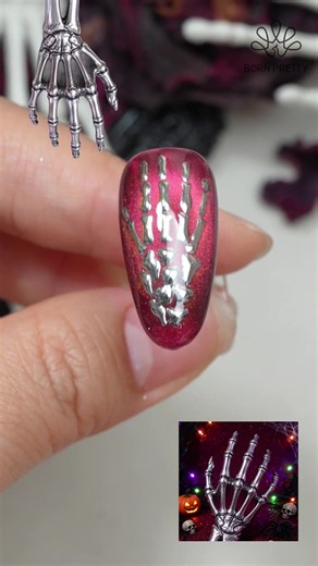 Spooky Skeleton Hand Nails: Magnetic Cat Eye Gel Tutorial